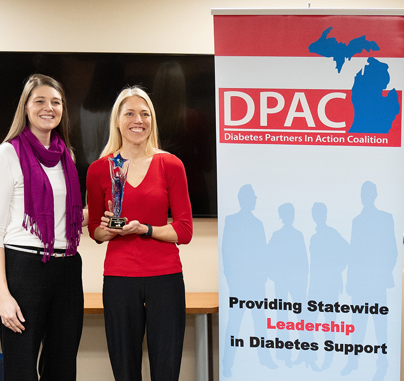 2023 recipient Sarah Chapel, on the right, with Lauren Neely, MDHHS Diabetes Unit manager